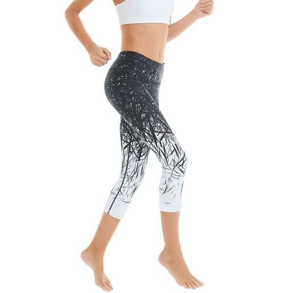 

printing high waist seven points yoga pant running sports pants women summer sport seamless legging yoga pants broek 10#, White;red