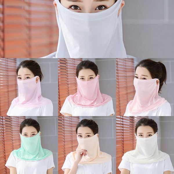 

qnyzy shipping women scarf face mask silk chiffon handkerchief mask dust-proof sunshade masks outdoor dust scarf party masks, Black