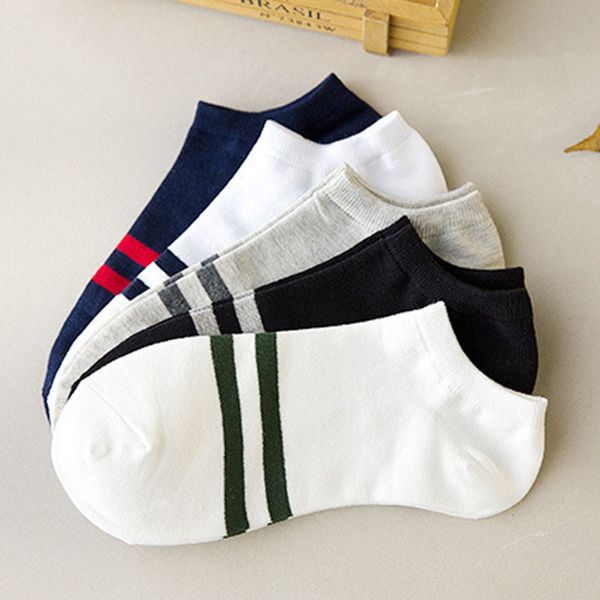 

10 pairs women men socks stripe cotton short ankle breathable for sports running ena88, Black