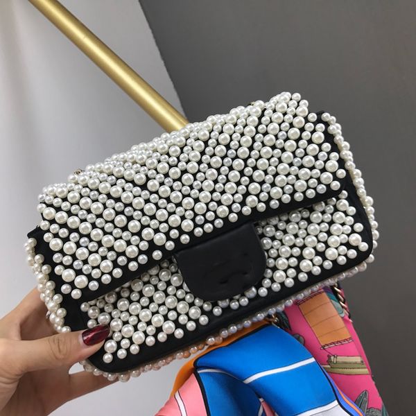 

De igner luxury fa hion handbag plain pearl pleated letter chain ingle houlder cro body bag cowhide genuine leather high quality