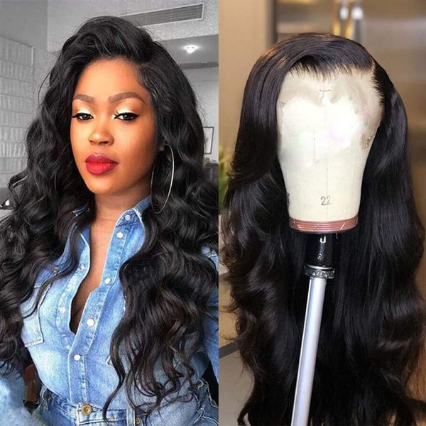 

13x6 brazilian lace front human hair wigs for women glueless brazilian body wave human hair wigs pre plucked wig with baby hair, Black;brown