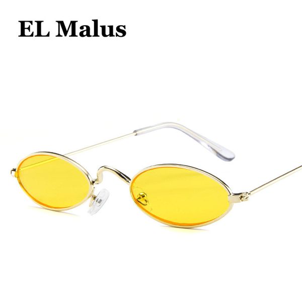 

sunglasses [el malus]small little thin oval frame women men gold vintage pink red yellow lens reflective female eyewear, White;black