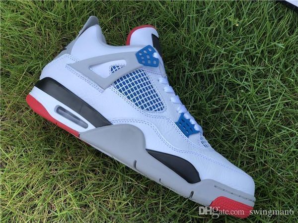 

air 4 what the men og logo basketball shoes white cement fire red military blue mix man retro sports sneakers ci1184-146 with box