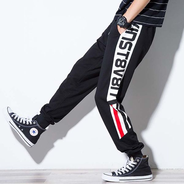 

yehan fashion men's sweatpants joggers plus size side letter printed winter fleece harem pants hip hop male street wear m-7xl, Black