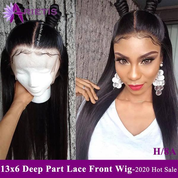 

arietis remy hair wig 13x6 deep part straight human hair wigs with baby wholesale peruvian 2020 new fashion hairstyle, Black;brown