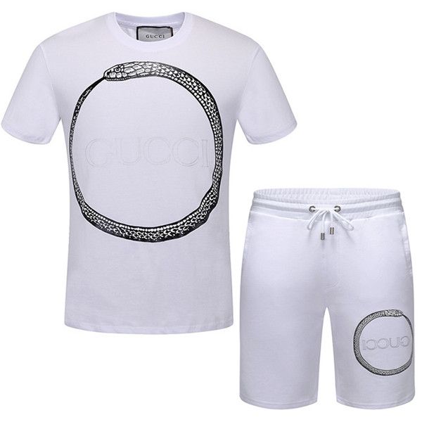 

brand men's medusa fashion sportswear letter embroidery luxury summer sportswear short sleeve pullover jogging pants set o-neck sportsw, Gray