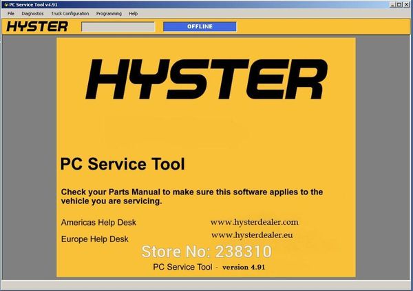 

for hyster pc service tool v 4.91 + yale pc service tool v 4.91 program