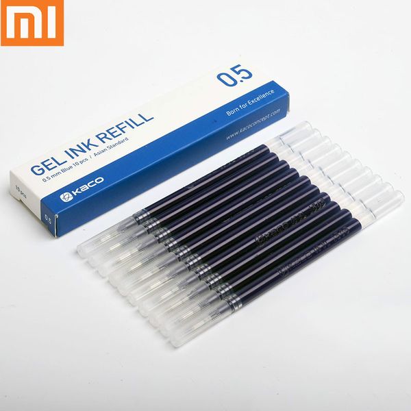 

kaco asian standard universal gel ink refill 10pcs/box blue black dark-blue red gel pens 0.5mm refills school office supplies