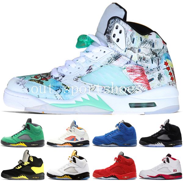 

2020 5 5s basketball shoes sneakers island black suede trophy room michigan wings olympic bred men new arrival trainers baskets shoes six