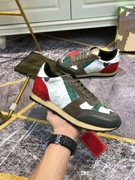 

womens mens studded leather rock runner shoes camo camouflage sneakers studded rockrunner casual trainers walking shoes sneakers, Black