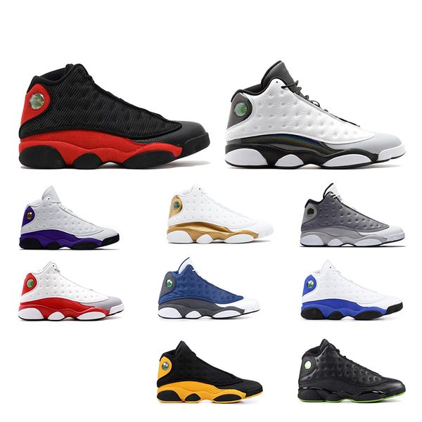 

2019 new 13s mens basketball shoes xiii hyper royal gs italy blue olive cap and gown black cat 13 sport trainer sneaker 7-13