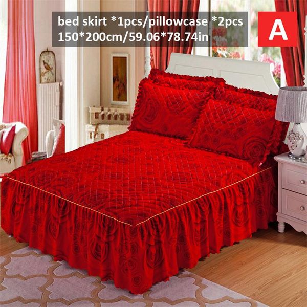Floral Bed Skirt Brushed Dust Ruffle Pillowcase Bedspread Bed Cover Fitted Sheet