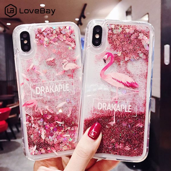 

lovebay quicksand case for iphone 11 pro max x xr xs max 7 8 6 6s plus flamingo phone cases bling dynamic love hearts back cover