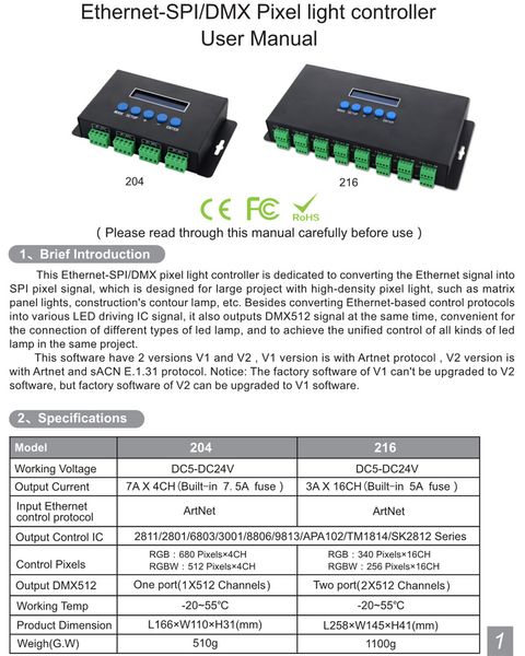 Freeshipping Artnet Ethernet к SPI / DMX пиксела привело света контроллер BC-216 DC5V-24V 3Ax16CH поддержки Artnet / Artnet и sACN E.1.31 протокол