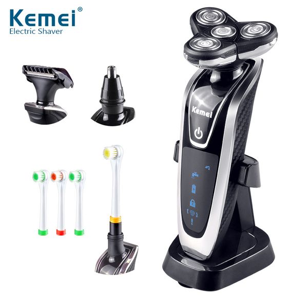 

kemei 4 in 1 electric shaver 4d floating washable rechargeable triple blade razors km-5181 men face care tools 220-240v 43d