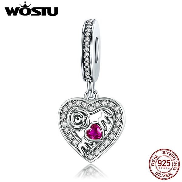 

wostu настоящее стерлингового серебра 925 роуз семейная мама любовь подвески подвески подвеска fit браслет ожерелье благодарности ювелирный, Bronze;silver