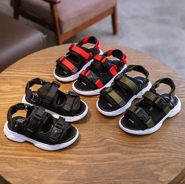 

kids shoes summer boys sandal male student non-slip rubber korean slide children's shoes sneaker sandalia infantil fashion, Black;red