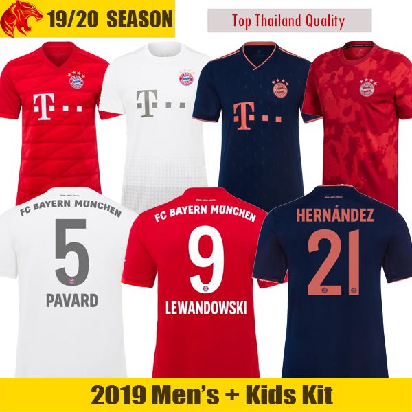 

19 20 Bayern Munich Футболки 2019 2020 года Поклонники и версия Player Bayern Munich Футболка HERNANDEZ Мужчины Женщины женщины MULLER LEWANDOWSKI Fußball-Trikot