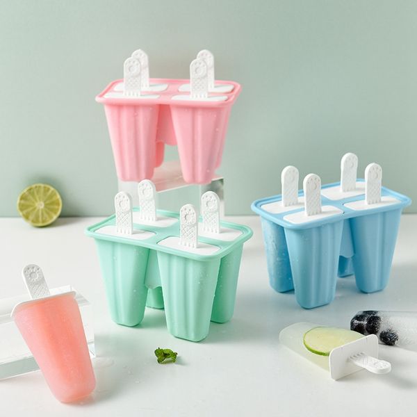 4/6 griglie Stampo per gelato in silicone Stampi per ghiaccioli Stampo per gelato fatto in casa fai da te Popsicle Ice Pop Maker Ices Cube Maker Commercio all'ingrosso DBC BH3770