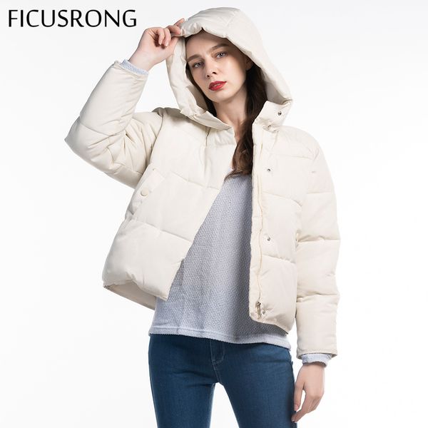 

fashion solid female cotton padded autumn jacket parkas women hooded winter jacket women warm thick zipper bread coat ficusrong y190926, Black;white