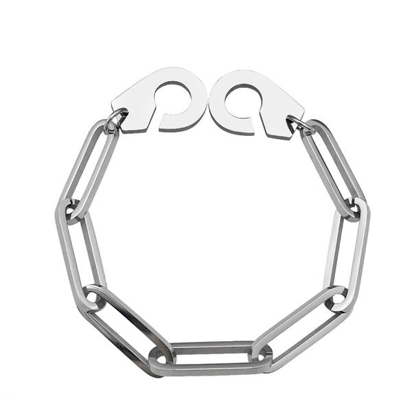 

link, chain hip hop party punk men jewelry stainless steel handcuffs charm bracelet for women accessories friendship girl couple bracelets, Black