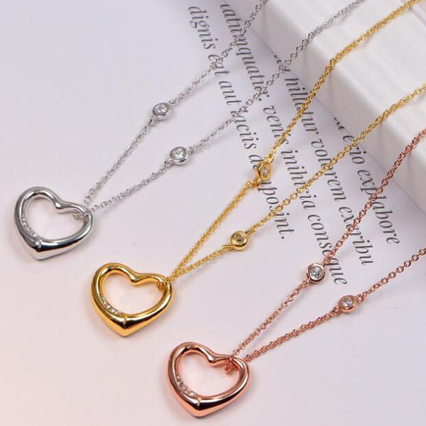 

бесплатная доставка brand new 18k золото серебро белое золото сердца кулон ожерелья ювелирных изделий gemstone ожерелье кристалл рождественс, Silver