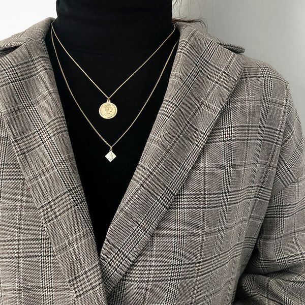 

concise necklace niche design clavicle neck ornaments sweater pendant accessories woman tide, Silver