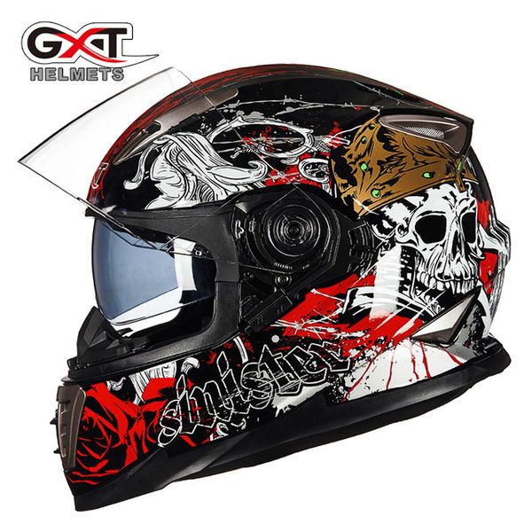 

double lens full face motorcycle helmet with sheld lock system gxt 999 motorbike helmet moto casco