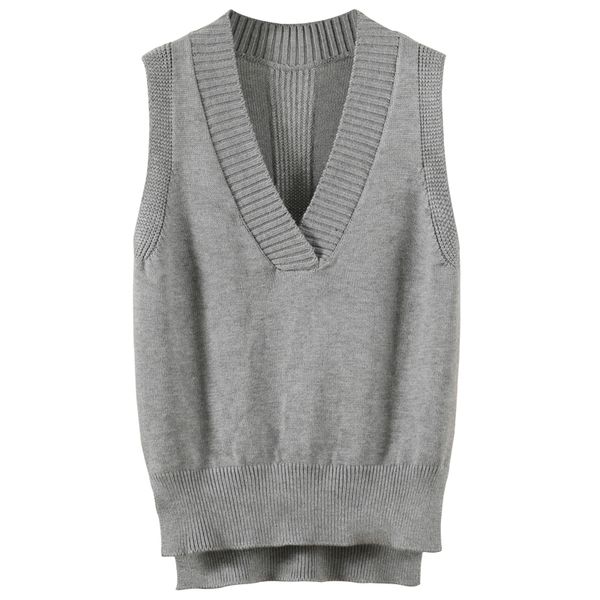 

fashionable loose british sweater v-neck wool knit vest, Black;white