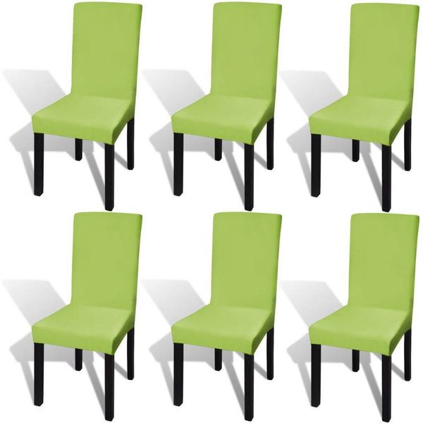 

6 pcs straight stretchable chair cover green chair covers
