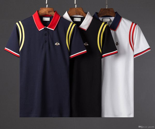 

2018 brand new spring summer polo t shirts animal embroidery men poloshirt shirt high street men's polo asian size 3xl, White;black