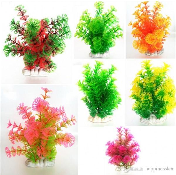 10pcs / lot Hot venda Artificial planta verde subaquático colorido Fish Tank Aquarium Decoração Oranment Planta decorativa