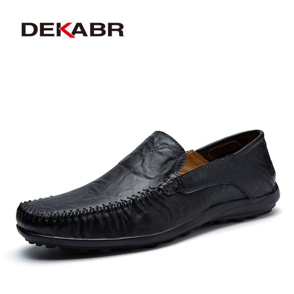 

dekabr soft leather men loafers new handmade casual shoes men moccasins for men split leather flat shoes big size 38-47 mx190730, Black