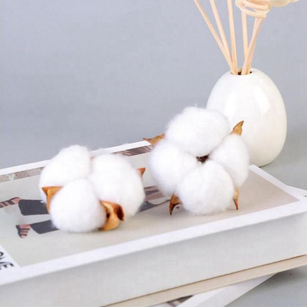 

6pcs/lot cotton head with wire natural real dried flower cotton garland wreath diy supplies home decoration artificial flowers
