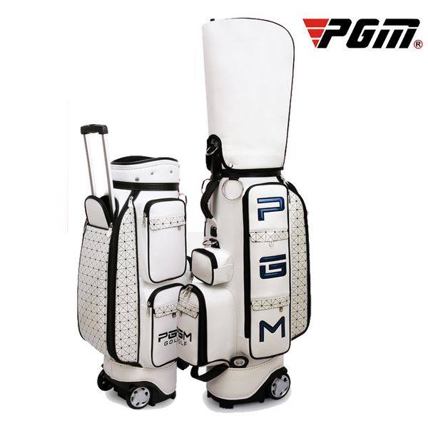 

pgm retractable golf bag with wheel pu waterproof golf standard ball packages large capacity travel bags cart club bag