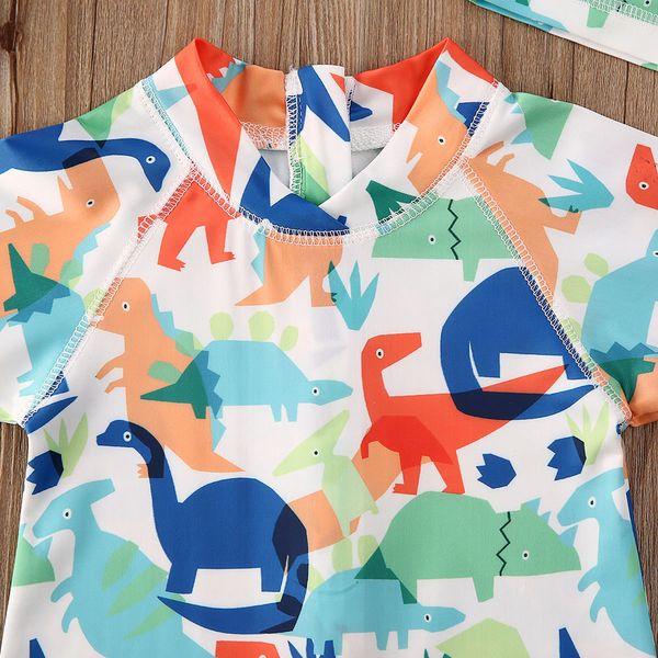 

fashion british toddler boys baby kids cartoon swimsuit sun protective safe swimming costume uv hat cute baby outfits 1-5y, White