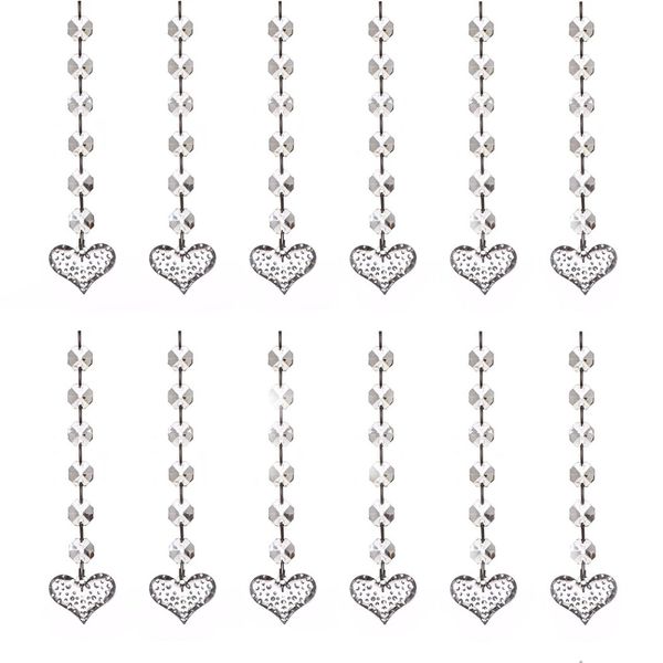 

20pcs clear acrylic crystal diamond beads pendant strand curtain party home decorations hanging light drop ornaments(dots heart)
