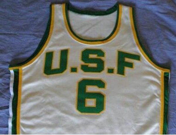

custom men youth women vintage university of san francisco # 6 bill russell basketball jersey size s-4xl or custom any name or number jersey, Black