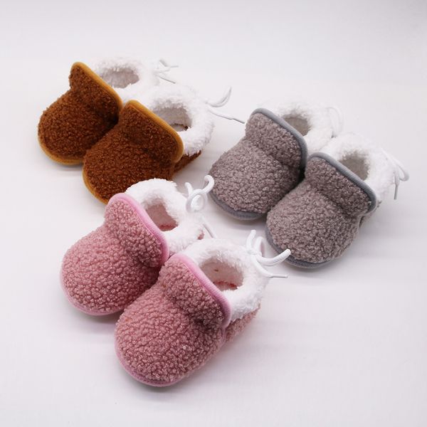 

baby shoes newborn infant boy girl winter warm fluff sofe lace-up toddler baby crib crawl shoes casual moccasins #c