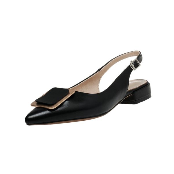 

женщины обратно ремень обуви женщина сандалии лето офис дамы платье обувь из натуральной кожи женщины размер 41 42 43, Black