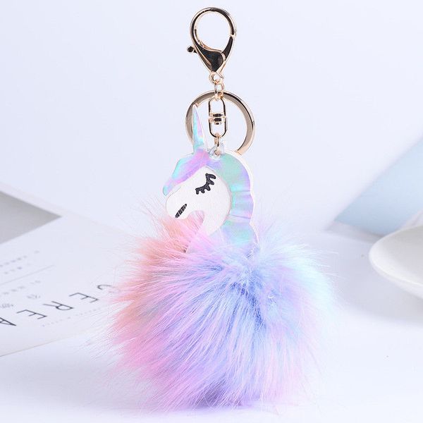 

unicorn key chain colorful cute key buckle ring bag chain hooks bag gift, Black