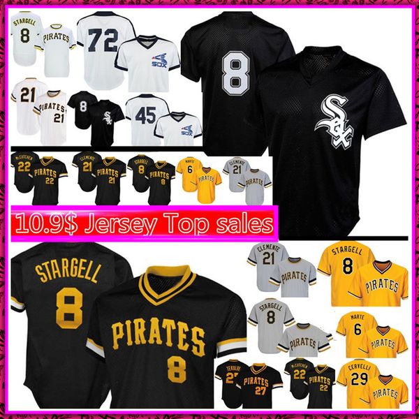 

mens 8 bo jackson jersey 8 willie stargell baseball 72 carlton fisk 21 roberto clemente 6 marte jerseys, Blue;black