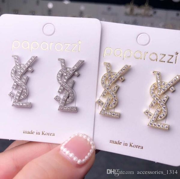 

exquisite diamond 925 silver needle earrings female star with the earrings simple letters personality wild super fairy jewelry