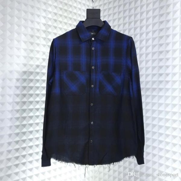 

2020 new high street arimi gradient gingham printed cotton short-sleeved men's and women's shirts s- xl, Black;brown