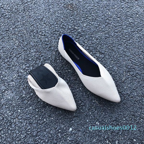 

pointy toe ballet flats stretch weave shallow shoes woman soft bottom comfy casual moccasins breathable summer brief loafers2020 c12, Black
