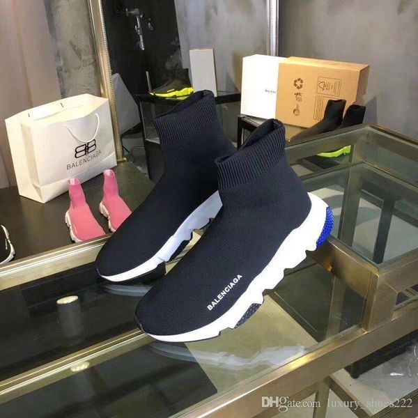 

size 34-45 with original box r luxury casual shoes, fashionable knitted stretch socks boots speed clear sole casual sneakers
