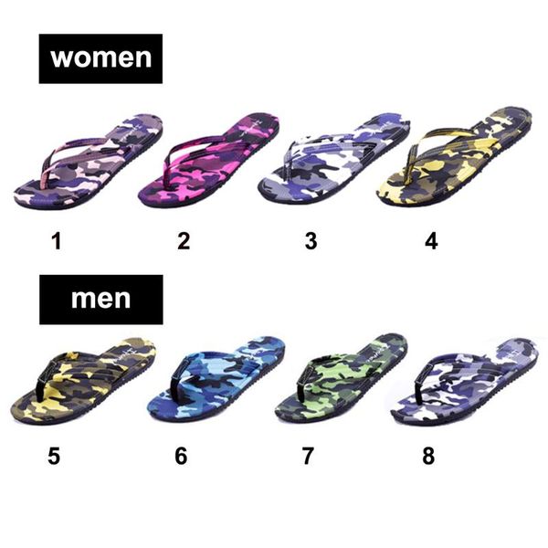 

men & women's casual camouflage flip flops summer beach shoes home leisure slippers c14, Black