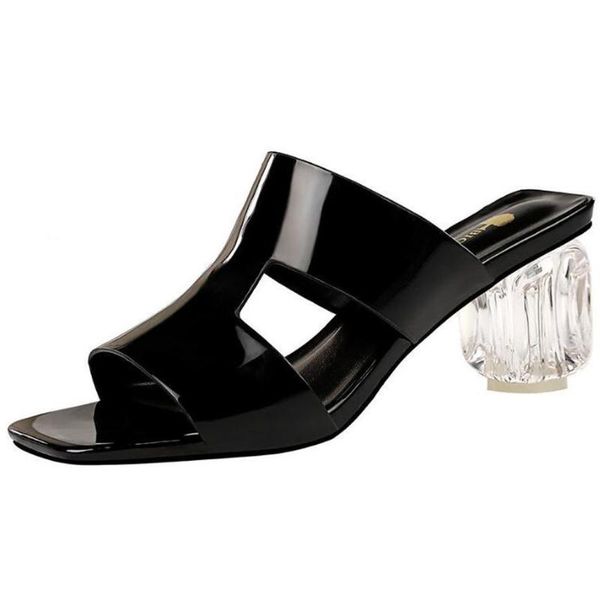 

2020 мода женка пѬона обђв окѬм ноком ђдобне пѬозѬане каблђки квадѬ, Black