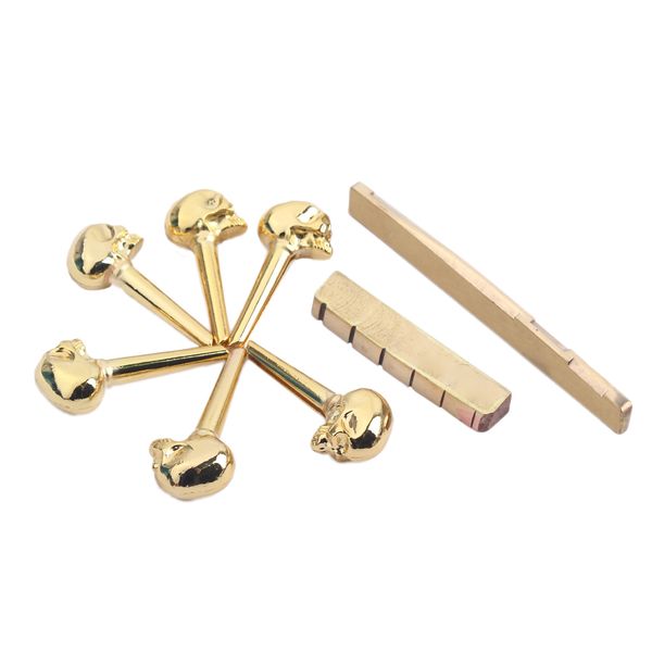 

6pcs brass pins saddle nut set for 6 string acoustic guitar replacement parts