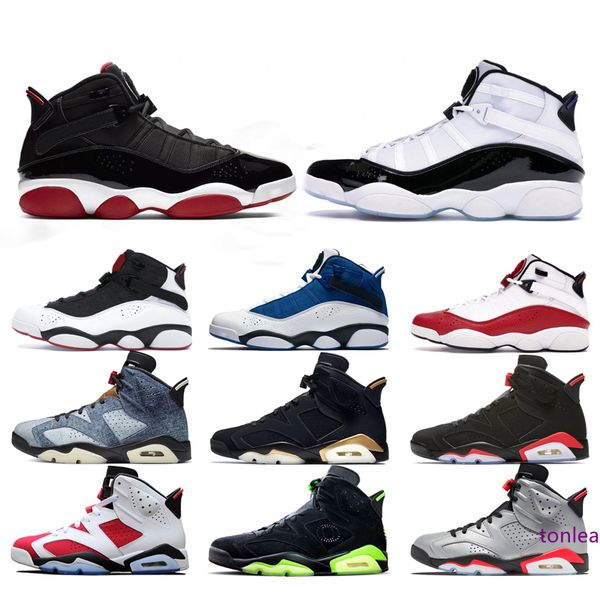 

6 6s six rings mens basketball shoes travis scotts washed denim dmp psg black infrared carmine authentic sports sneakers size 7-13